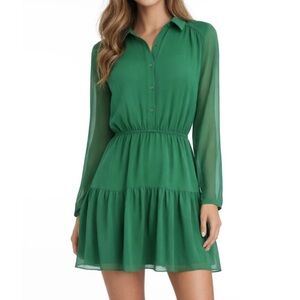 ba&sh Chiffon Collared Tiered Sofia Boho Romantic Mini Dress